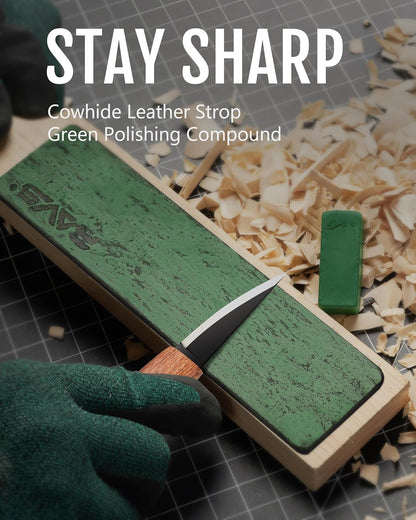 ravs Whittling Knife with High Carbon Steel Blade and Leather Sheath, Wood Carving Sloyd Knife with Titanium Coating Wide Bevel, Wood Carving Tools with Ergonomic Handle for Beginners & Professionals