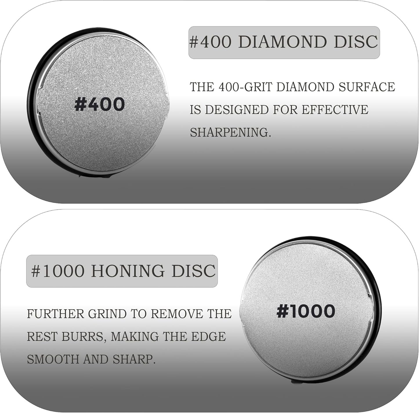 Pietuley 2 Pcs Replacement Grinding Head and 2 Pcs Sharpening Discs for Rolling Knife Sharpener, Roller Knife Sharpening Grinding Discs