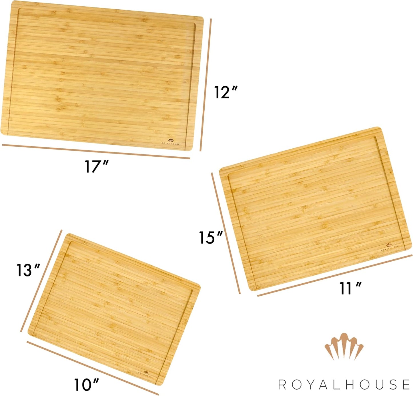 Large Cutting Board, 15x10x0.5 Bamboo Cutting Boards for Kitchen with Juice Groove and Kitchen Chopping Board for Meat Cheese board Heavy Duty Serving Tray,