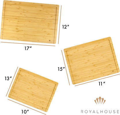 Large Cutting Board, 15x10x0.5 Bamboo Cutting Boards for Kitchen with Juice Groove and Kitchen Chopping Board for Meat Cheese board Heavy Duty Serving Tray,