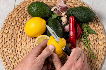 Arcos Set 3 pieces Paring Knife 3 Inch. 3 Paring Knives of Stainless Steel and Ergonomic Polypropylene Handle for Cutting Fruits, Vegetables and Tubers.. Series Nova. Color Black