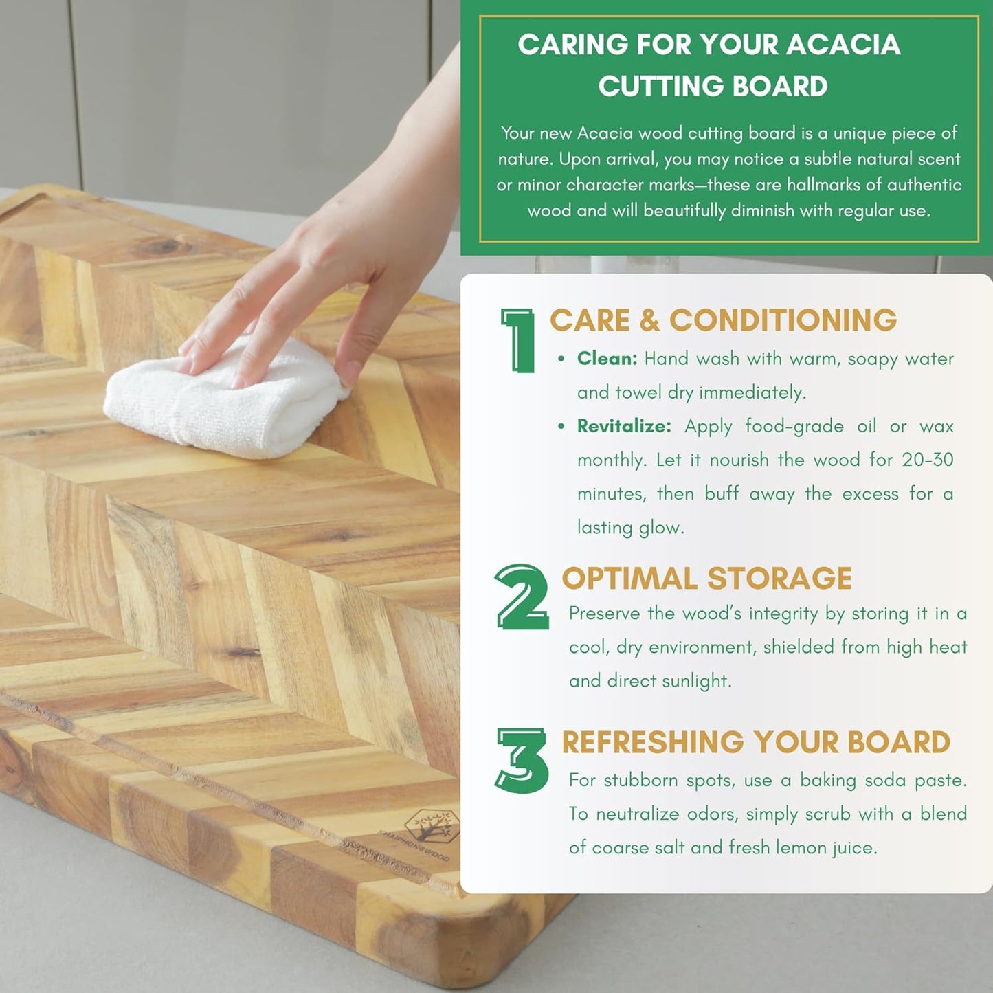 End Grain Acacia Wood Cutting Boards for Kitchen, 1.5 in Thick Butcher Block Construction for Stability, 15 x 10 in Medium Cutting Boards with Gift Box, Juice Groove and Handle