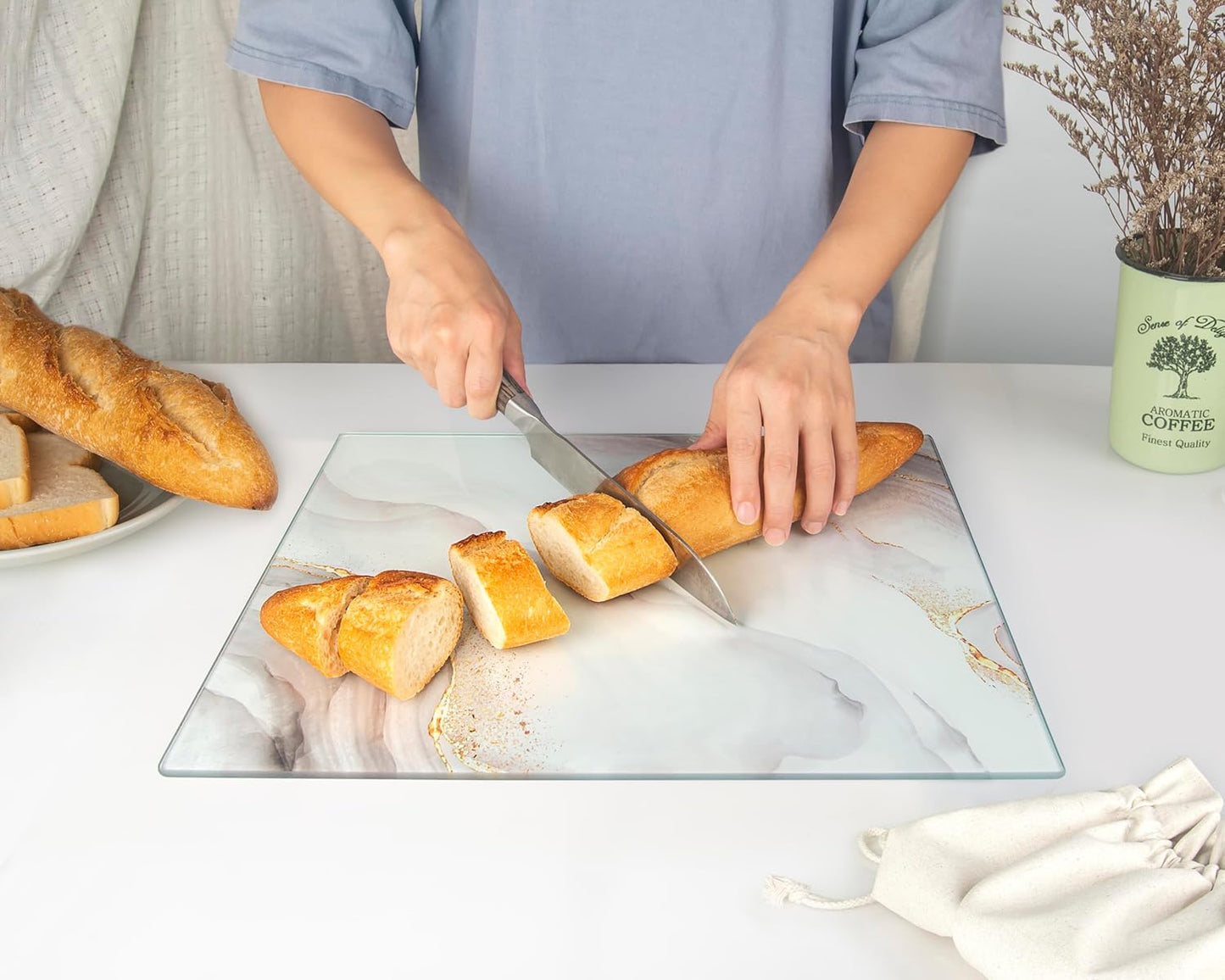 Kitchenville Glass Cutting Board 20”x16”: Tempered Glass Kitchen Counter Protector - Durable- Scratch-Resistant, Heat-Proof - Clear Design