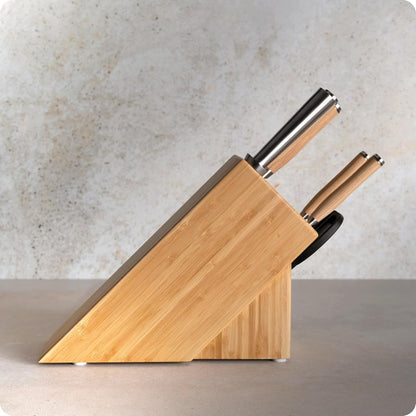 Shun Premier 8 Piece Professional Block Set, Features 6 Shun Premier Knives, Honing Steel and 11-Slot Bamboo Knife Block, Handcrafted Japanese Knife Set, Pakkawood Handles