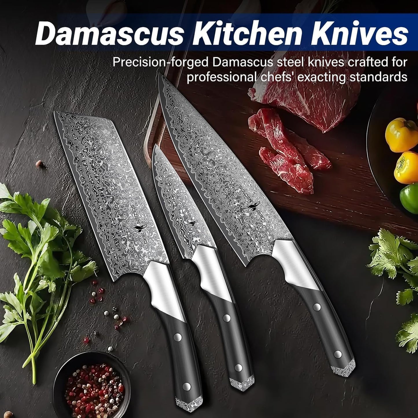 Golden Bird 6 inch Kitchen Utility knife, Japanes VG10 Damascus Steel Chef Knives with Wooden Handle, Small Paring Knife for Fruit and Vegetable, Ideal Gift