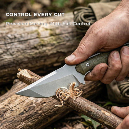 Compact Fixed Blade EDC Knife, D2 Steel Blade, Ultra Lightweight 3.6 oz, 3.5 in Full Tang Outdoor Utility Tool with Carbon Fiber Handle & Kydex Sheath for Camping Hiking Everyday Carry