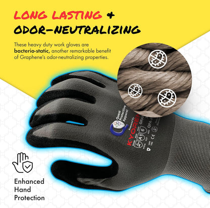 Quest Protective Apparel Cut Resistant Work Gloves (ANSI A1) – Lightweight Graphene Gloves for Gardening, DIY, Mechanical & General Handling – Breathable Grip Gloves for Men & Women – Large, Pack of 3