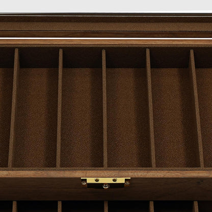 Knife Display Case, 22 Slot Storage Box, 3-Tier Lockable, Showcase & Organizer with Ebony Veneer and Real Glass Window Top for Pocket Knives, Men Gift, 15.7 * 7.6 * 4.7 in (Walnut Color, 3 Tiers)