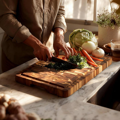 Utoplike Extra Large XXXL Bamboo Cutting Board 24 x16 Inch, Largest Wooden Butcher Block for Turkey, Meat, Vegetables, BBQ, Over the Sink Chopping Board with Handle and Juice Groove, Thickness 1.25"