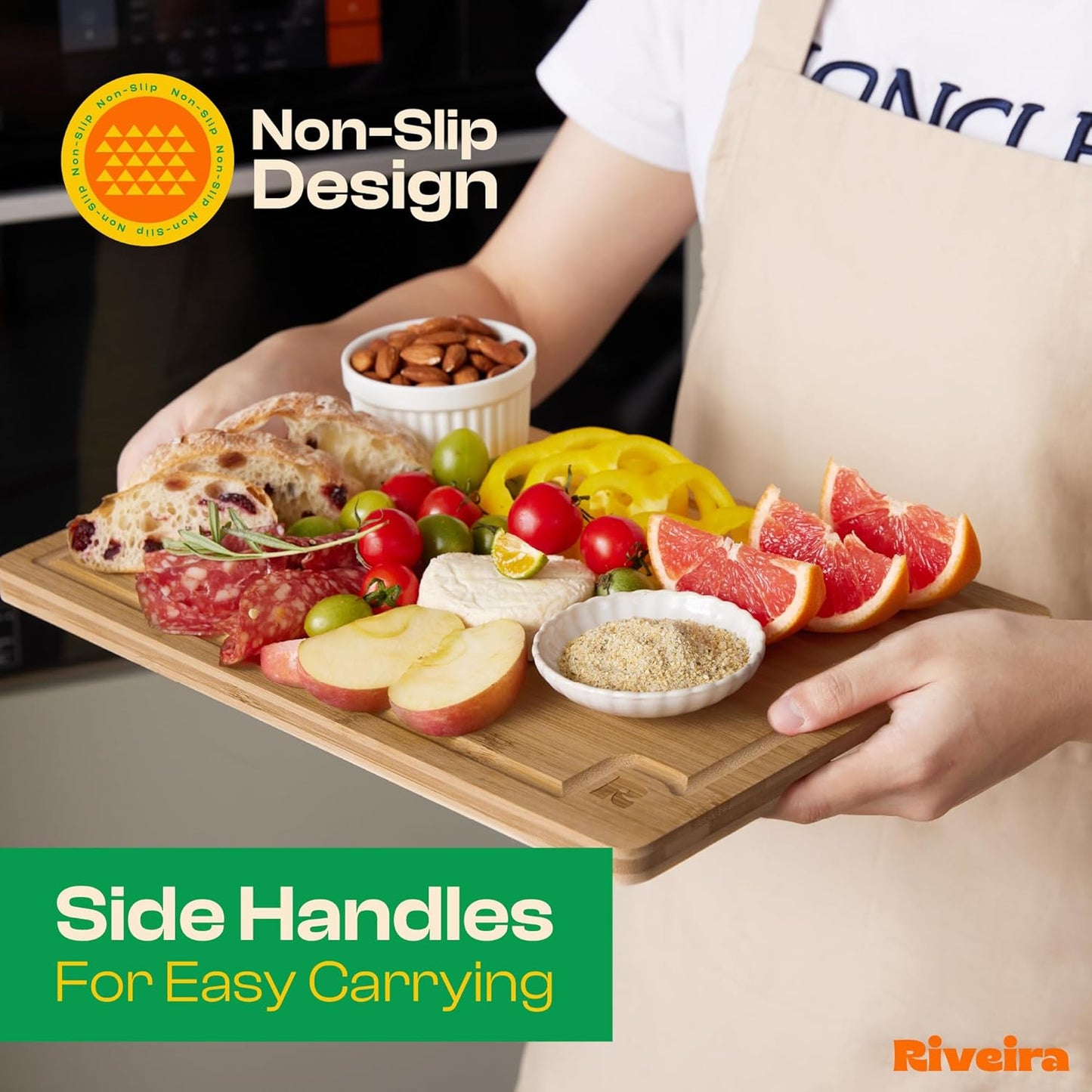Riveira Walnut Cutting Board Set – Versatile And Durable: Set Of 3 Pcs Rectangular Wooden Cutting Board – Natural Wooden Cutting Boards For Kitchen – Complete Walnut Wooden Chopping Board