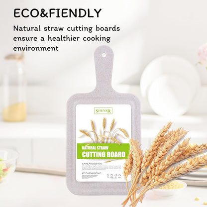 Cutting Board for Kitchen, Wheat Straw Fiber Cutting Board, Dish Washer Safe, w/Juice Grooves for Meat, Veggies, Easy Grip Handle, Non-slip Surface Eco-friendly Serveware Accessories （10‘x6.3’）