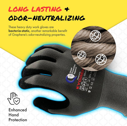 Quest Protective Apparel Cut Resistant Work Gloves (ANSI A1) – Lightweight Graphene Gloves for Gardening, DIY, Mechanical & General Handling – Breathable Grip Gloves for Men & Women – Large, Pack of 3