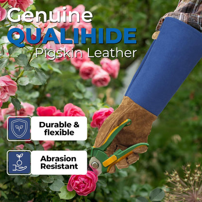 HANDLANDY Rose Pruning Gloves for Men & Women, Long Thorn Proof Gardening Gloves, Breathable Pigskin Leather Gauntlet, Best Garden Gifts & Tools for Gardener