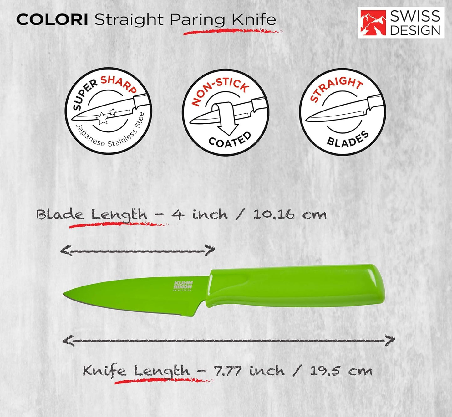 Kuhn Rikon Colori® Paring Knife – 4 Inch Japanese Stainless Steel, Nonstick Blade, Ergonomic Handle & Sheath, White