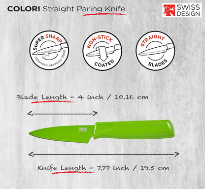 Kuhn Rikon Colori® Paring Knife – 4 Inch Japanese Stainless Steel, Nonstick Blade, Ergonomic Handle & Sheath, White