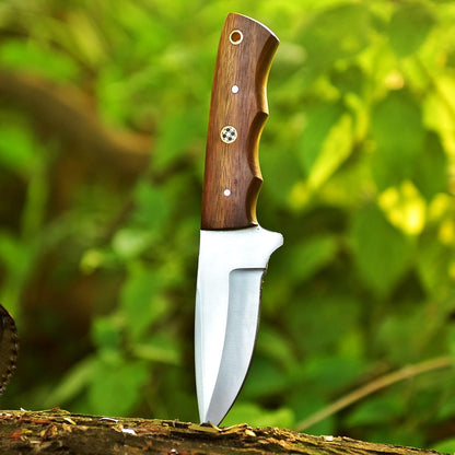 Fixed Blade Hunting Forged Tracker Knife - 8 Inches Carbon Steel Razor Sharp Blade Full Tang Bushcraft Knives with Premium Leather Belt Sheath. Used For Hunting Outdoor Camping, Hiking, Skining Knife.