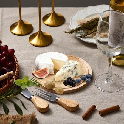 Maxcheck 18 Sets Baby Shower Bridal Game Prizes for Winners Round Cheese Board Set Wood Mini Charcuterie Board with Knives and Forks Thank You Card with Gift Box for Guests Wedding (Bamboo)