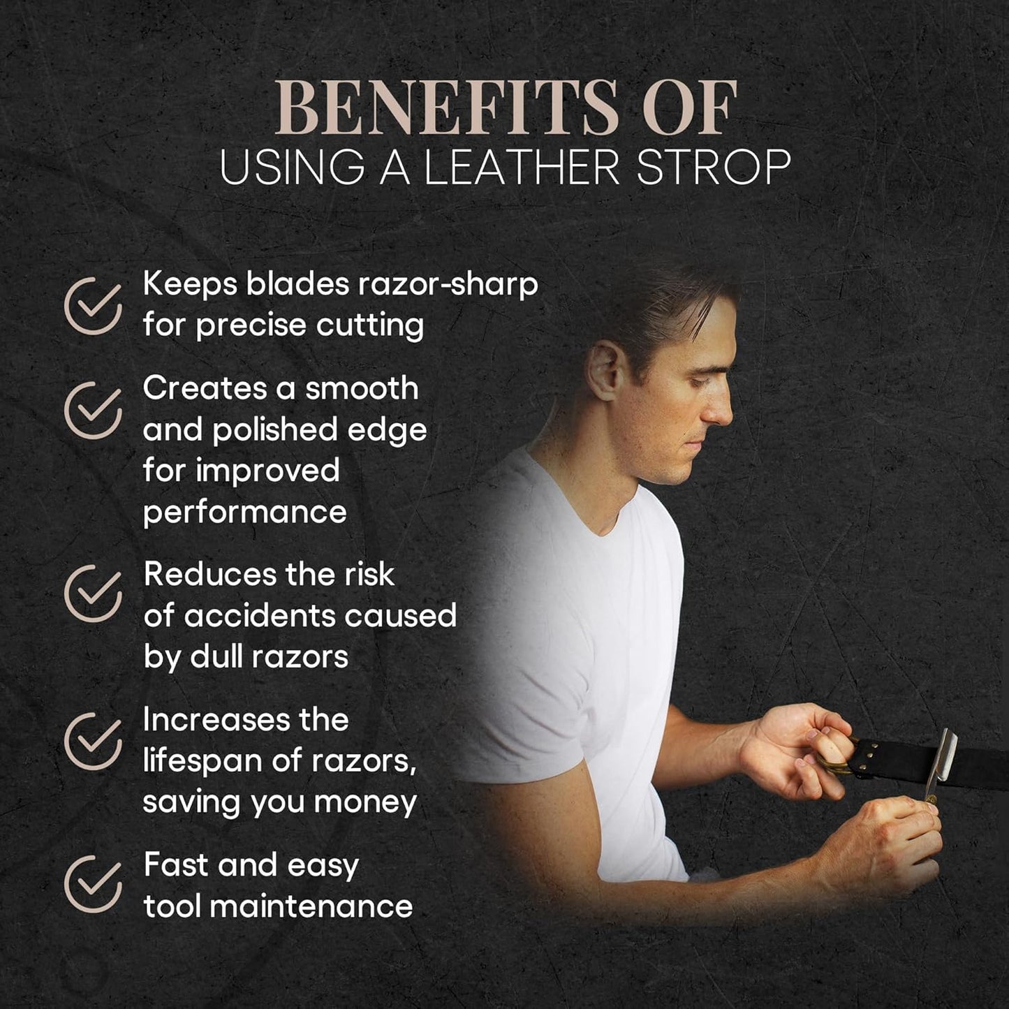 Naked Armor Straight Razor Leather Strop - 2.5" x 15" Cow Leather Razor Blade Sharpener with Brass Hooks, Brown