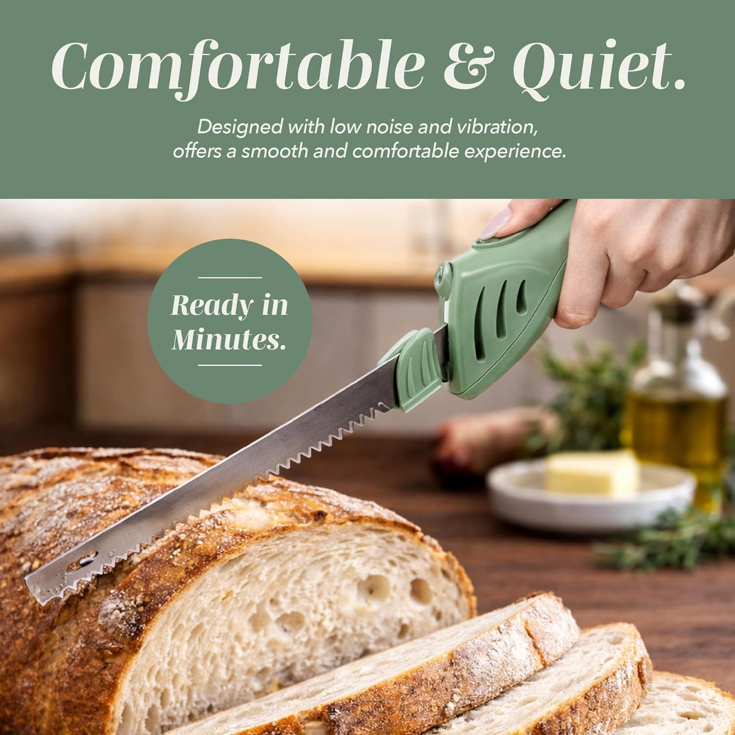 COOK WITH COLOR Electric Knife, 100W Power, Dual Stainless Steel Blades for Precise Cutting, Ergonomic Handle, Low Noise and Vibration, Ideal for Bread, Meat, and Vegetables, Cream
