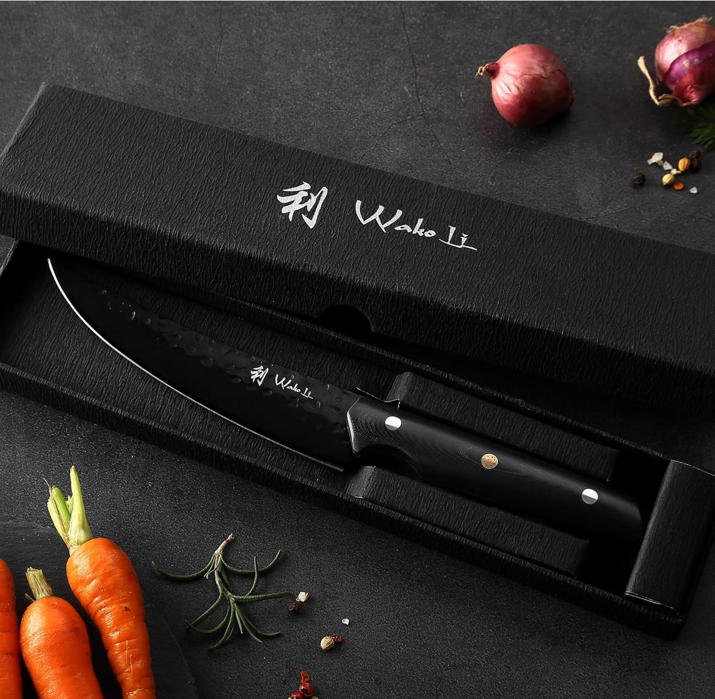 Wakoli Yugen Nakiri Knife – 7.1-Inch Professional Japanese Vegetable Knife | 5Cr15MoV Stainless Steel Blade with Black Titanium Coating | Ergonomic G10 Handle | Premium Kitchen Knife in Gift Box