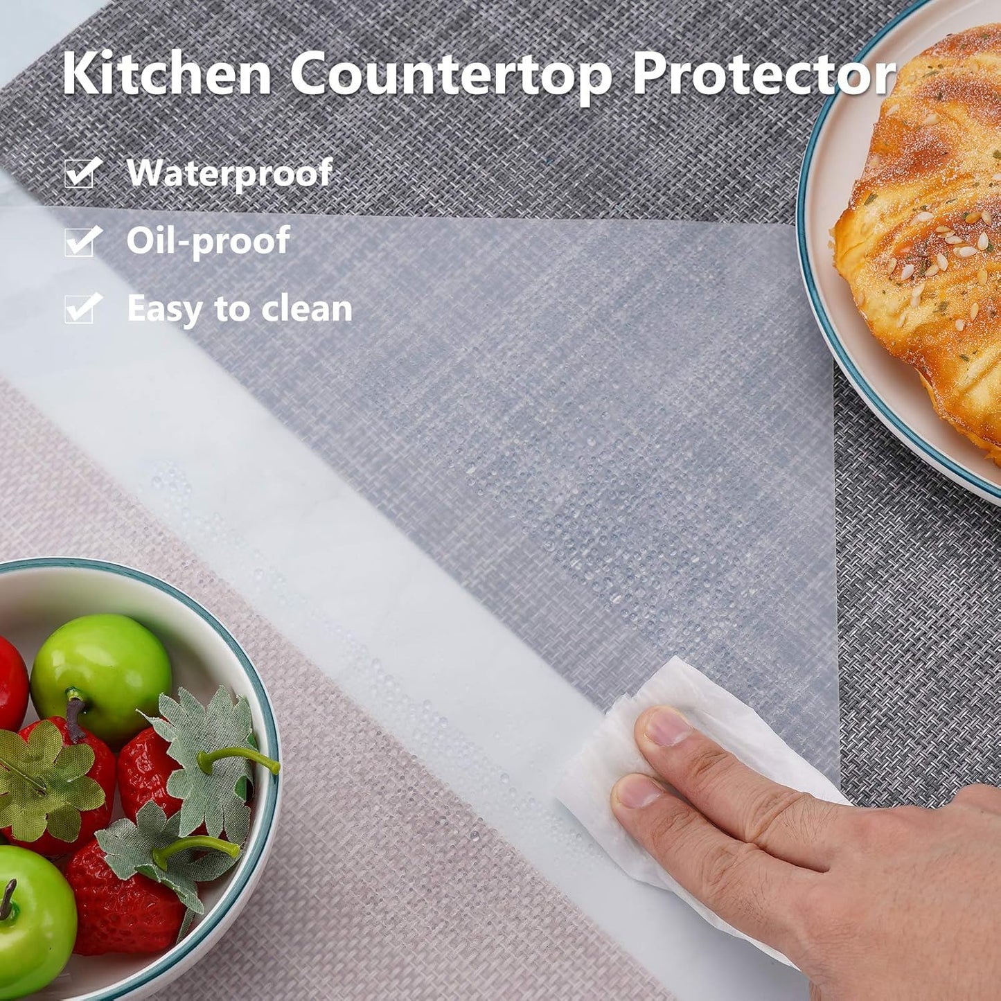 Gartful 25“x17”x0.03“ Silicone Mats for Kitchen Counter, Large Silicone Countertop Protector, Nonskid Heat Resistant Desk Saver Pad, Multipurpose Mat, Placemat, Dark Gray