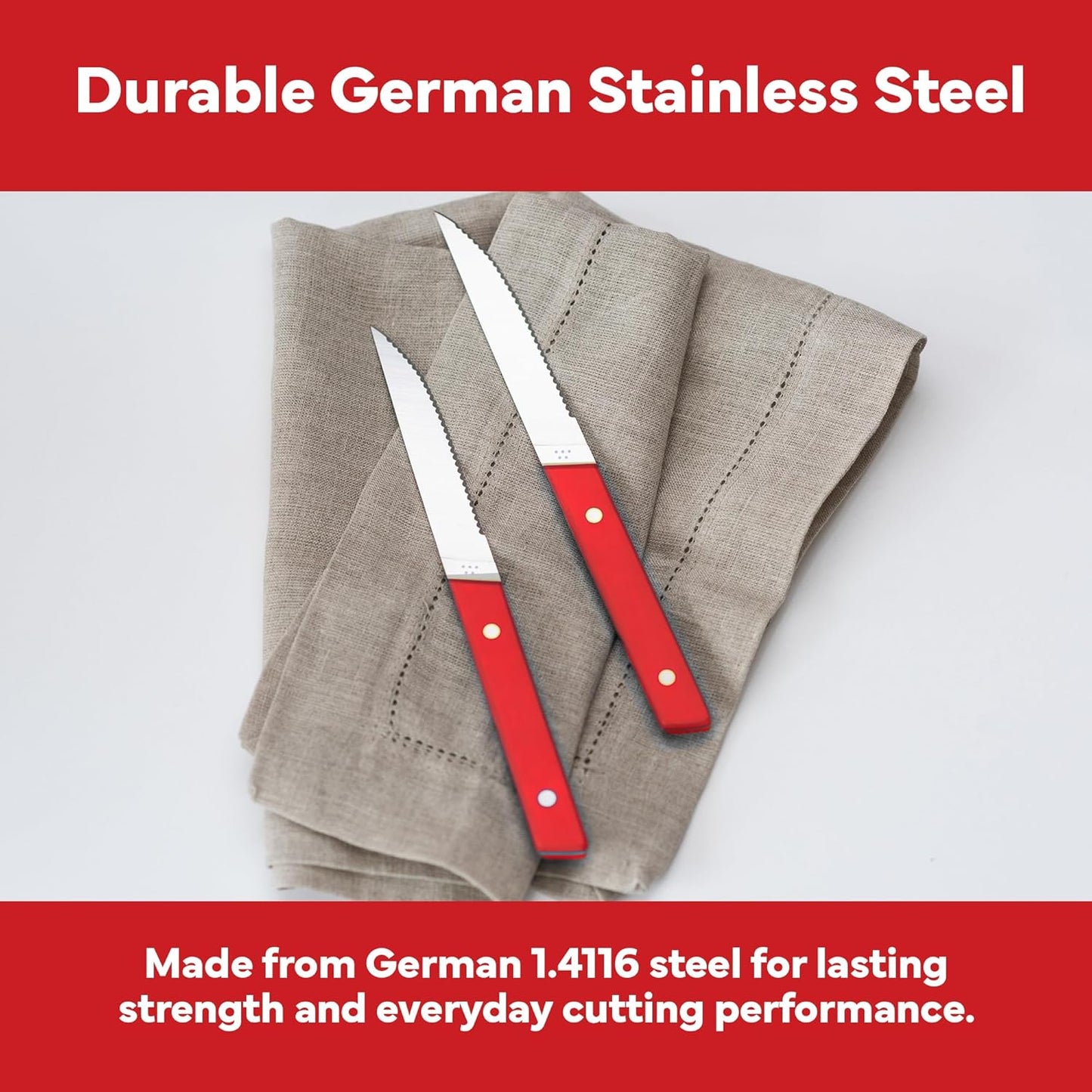 Misen Steak Knives Set of 4 - Precision Serrated Blades for Effortless Dining - Stainless Steel - Superior Cuts with Four Steak Knives Handles - Black