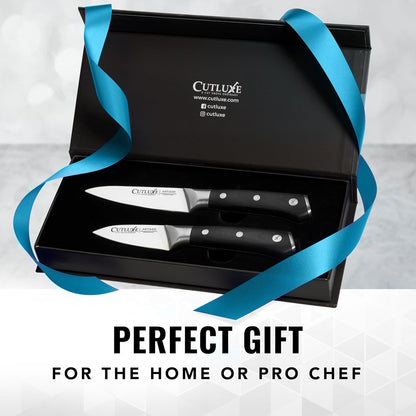 Cutluxe Paring Knife, 3.5" Small Kitchen Peeling Knife with Razor Sharp Blade – High Carbon German Steel, Full Tang, Ergonomic Handle Design – Artisan Series