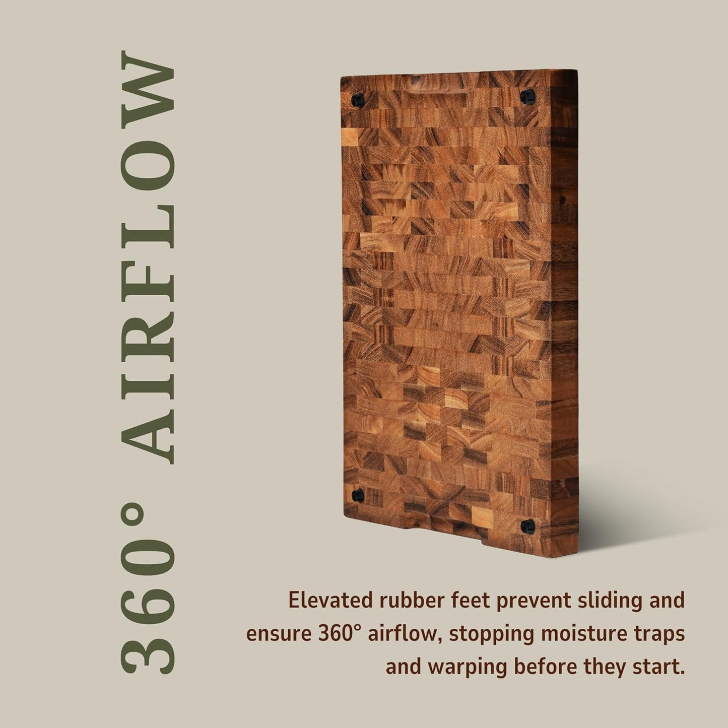 SHUMARU Mahogany End Grain Cutting Board, 17×13×1.6 in – Handmade Butcher Block, Knife-Friendly, Juice Groove, Non-Slip Feet