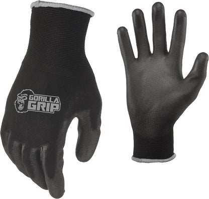 Gorilla Grip Work Gloves, Never Slip Maximum Grip All-Purpose, Gloves for Men, Superior in Wet, Dry, Oily Conditions, Polymer Palm, Medium Size, 5 Pairs, Black/Blue | 25041-25