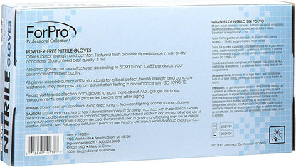 ForPro Disposable Nitrile Gloves, Chemical Resistant, Powder-Free, Latex-Free, Non-Sterile, Food Safe, 4 Mil