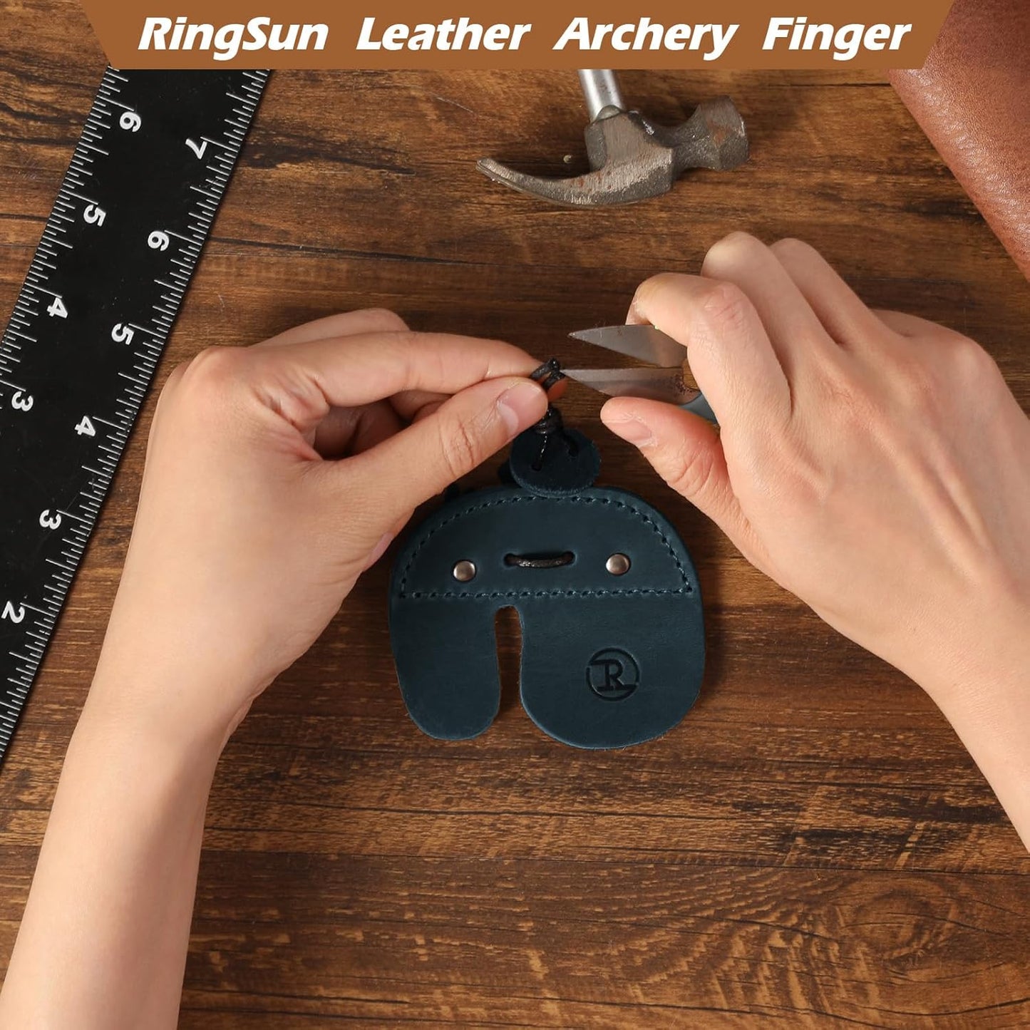 Ringsun Leather Archery Finger Tabs,Handmade Archery Finger Guard for Shooting Practice Gear, Recurve Bow Fingers Tab