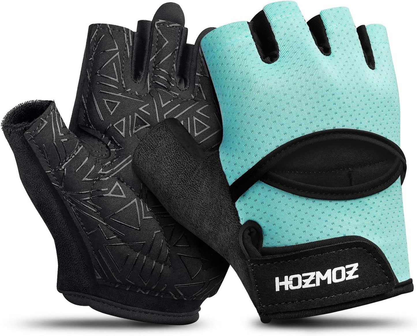 HOZMOZ Ventilated Weight Lifting Gloves, Thick Padded Workout Gym Gloves with Full Palm Protection & Grip & Shock Absorption for Women & Men's Fitness Exercise Training
