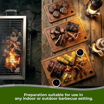 3Pack Bamboo Cutting Board, Wood Cutting Boards Set of 3 for Kitchen with Deep Juice Grooves & Built-in Handles,Vegetables and Fruits Ideal Kitchen Gifts, Ideal Charcuterie & Chopping for Meat