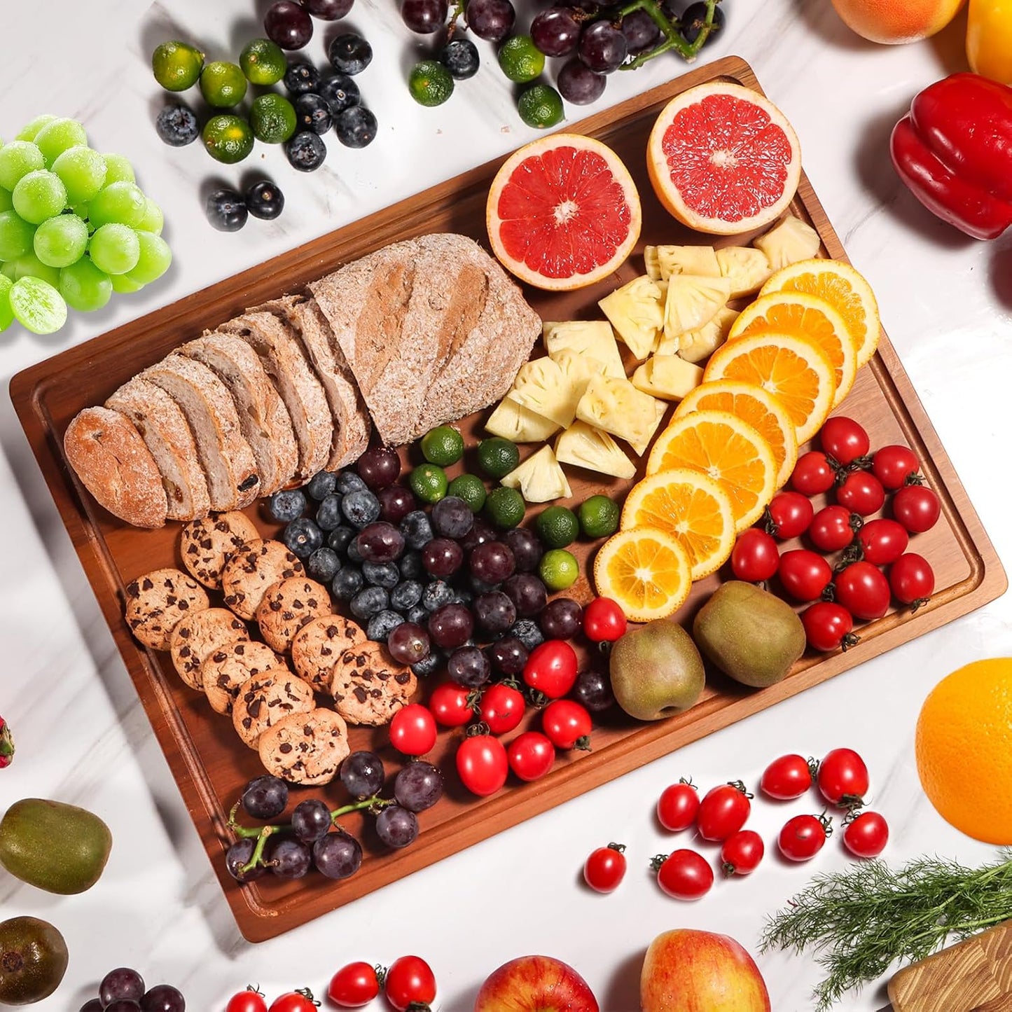 Wood Cutting Boards for Kitchen, Acacia Wooden Cutting Board Set, Charcuterie Board, Large Solid Chopping Board for Meat, Cheese, Fruit, Vegetables (set of 3)