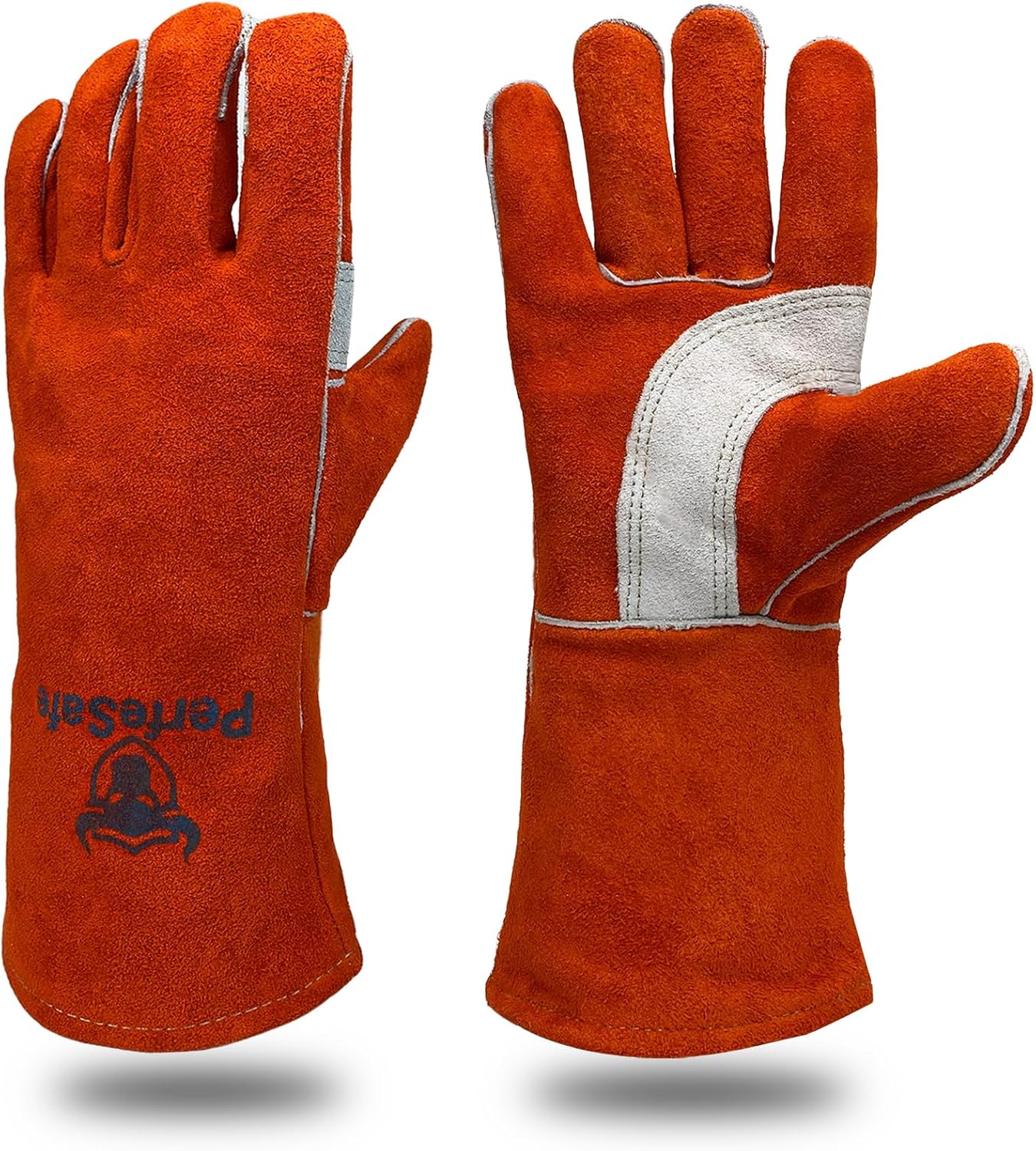 Welding Gloves 14 Inches, Heat Resistant 932℉ Leather Welding Gloves for MIG, TIG, Stick, Long Sleeve Grill Gloves for Welding, Fireplace, BBQ, Oven, Furnace, Wood Stove, Animal Handling