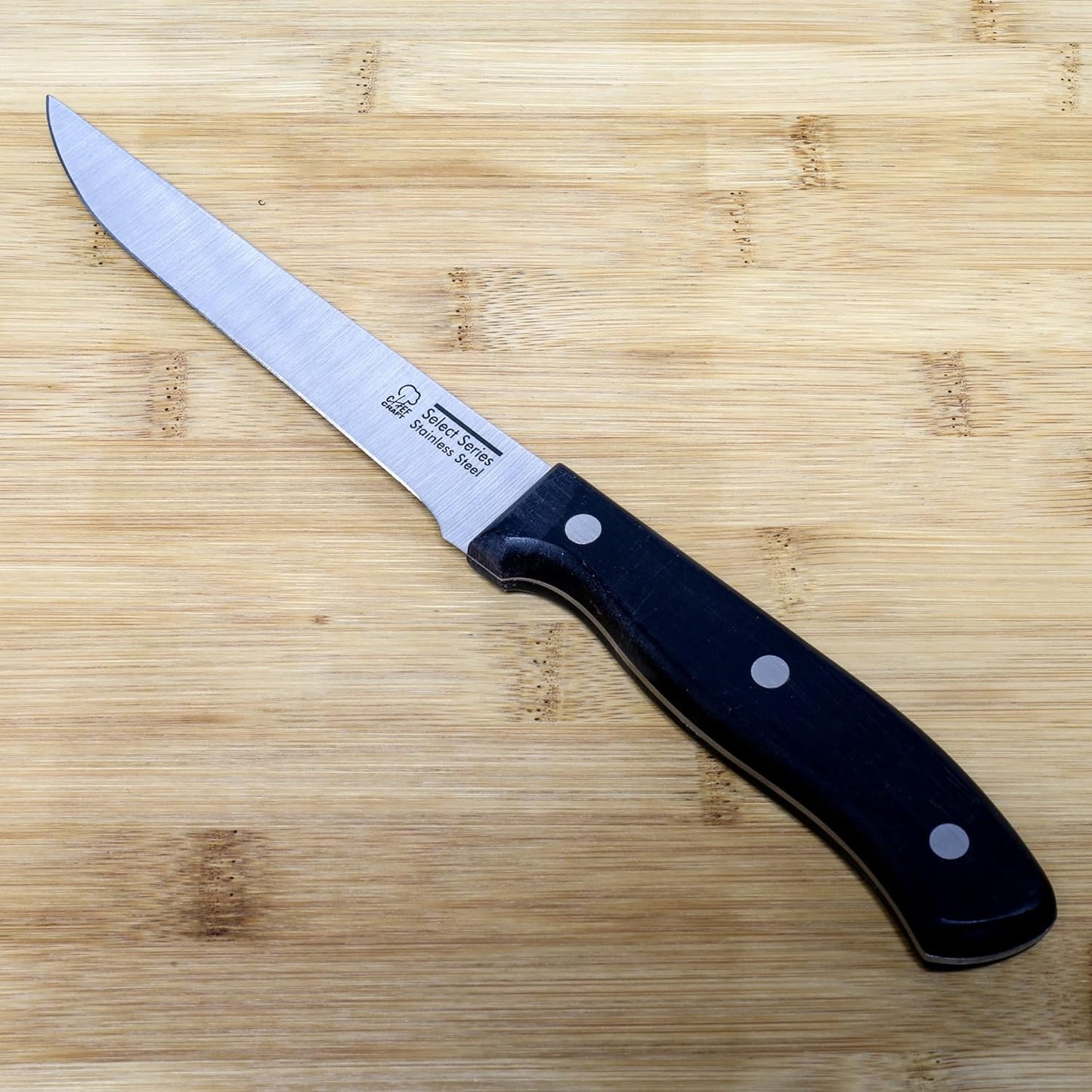 Chef Craft Select Stainless Steel Paring Knife, 4 inch blade 12 inch in length, Black