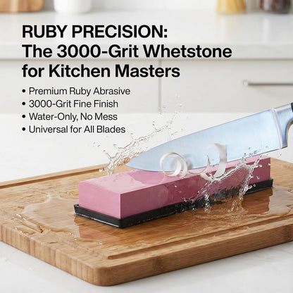Knife Sharpening Stone 3000 Grit Sharpener Whetstone Set Ruby Fine Grinding Kitchen Tool Rectangle Sanding Stone Block for Kitchen/Hunting/Pocket Knives or Blade 200 * 50 * 25mm ﻿