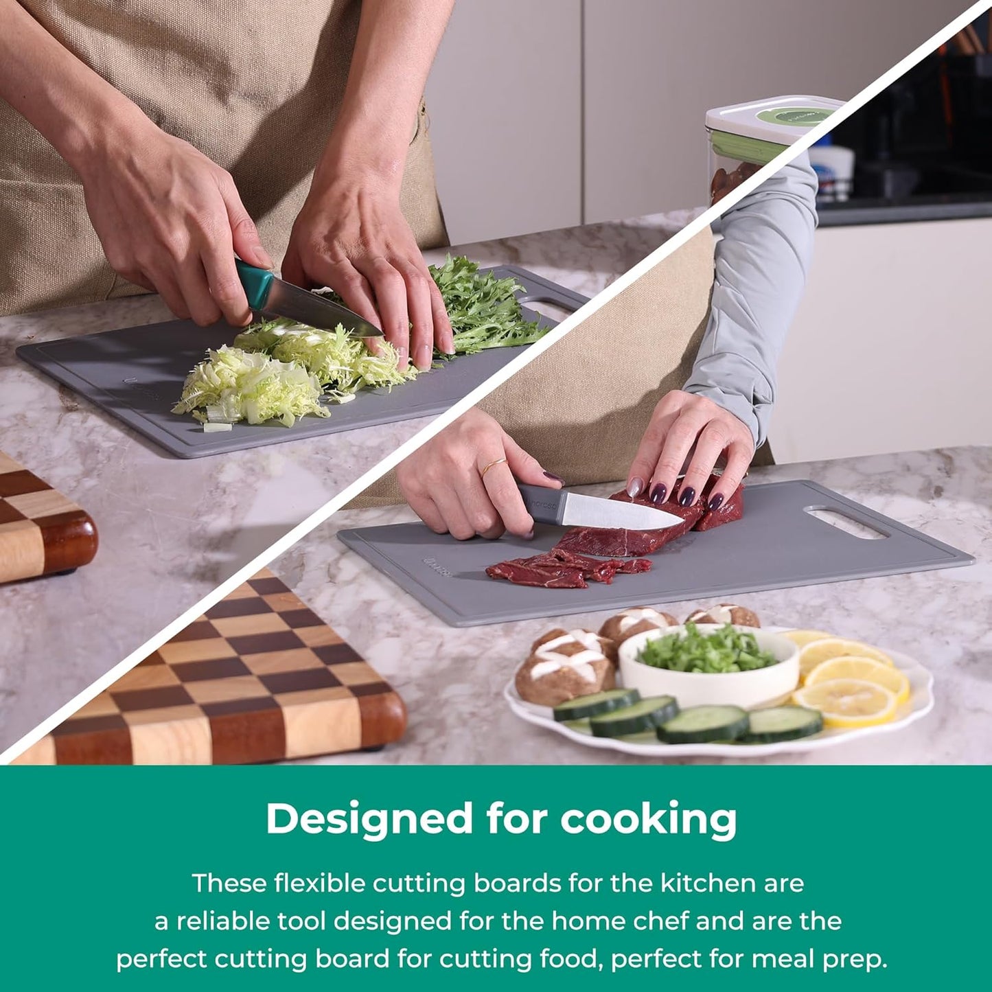 Linoroso Flexible Kitchen Cutting Board - Made from BPA Free Material - Cutting Mark Prevention, 10x14 Inches, Non-Slip Design - Easy-Care Kitchen Essential, Orange