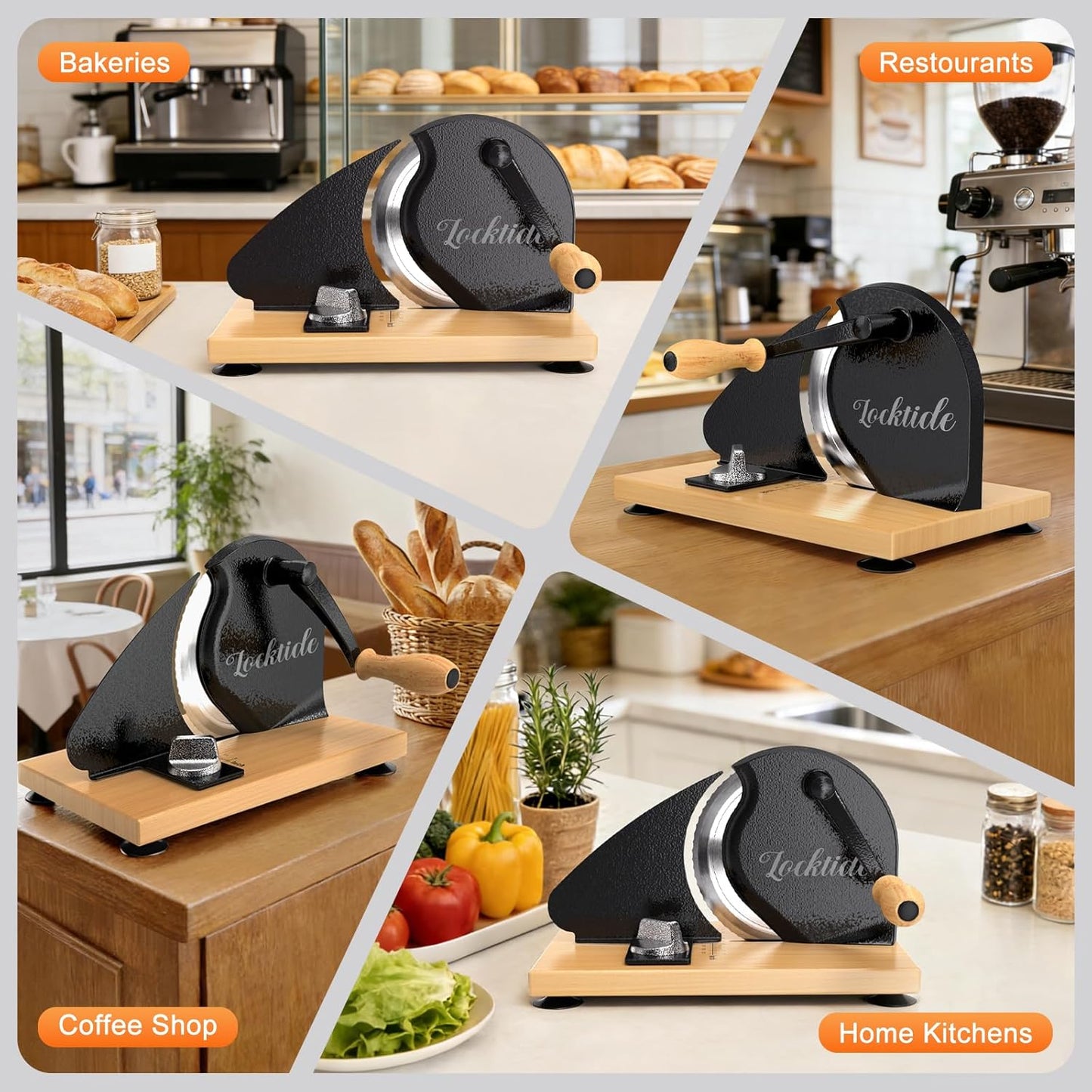 Upgrade Manual Bread Slicer for Homemade Sourdough - Adjustable Thickness & Evenly Slice, Bread Slicer with Scale Lines, Hand Crank, Suction Cups and Bread Guide for Sandwiches, Toast, Bagel, Baguette
