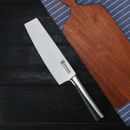 WILDMOK 3pcs Knife Set Stainless Steel Kitchen Knives Set 7inch Bone Chopper 7inch Nakiri Knife and 5inch Utility Cutter with Stainless Steel & ABS Handle, Perfect Cutlery Set Gift
