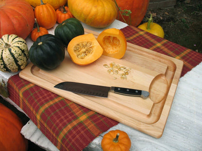 J.K. Adams 20-Inch-by-14-Inch Maple Wood Farmhouse Carving Board with Juice Groove, Brown
