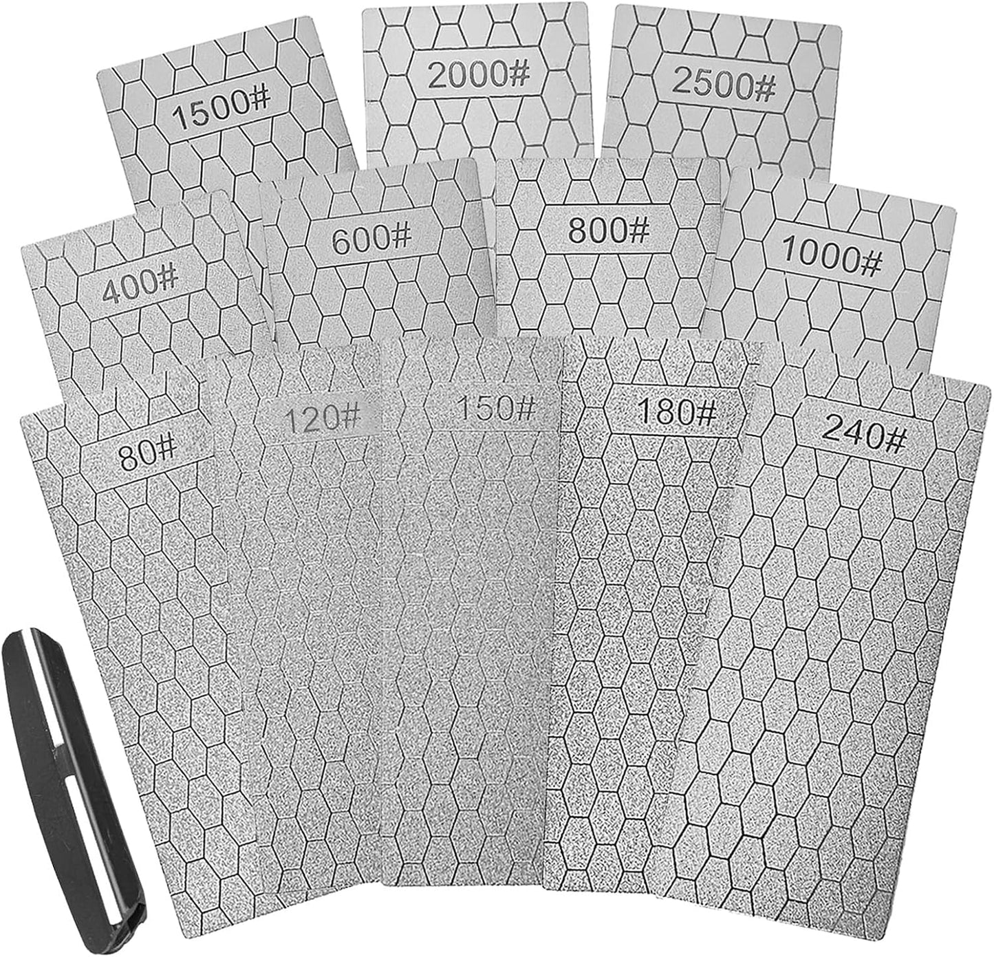 Diamond Sharpening Stone Set,8 Pcs Diamond Lapping Plate Coarse/Medium/Fine Grit Sharpener,240/400/600/800/1000/1500/2000/3000 Grit，Perfect Assistance Sharpener Angle Guide
