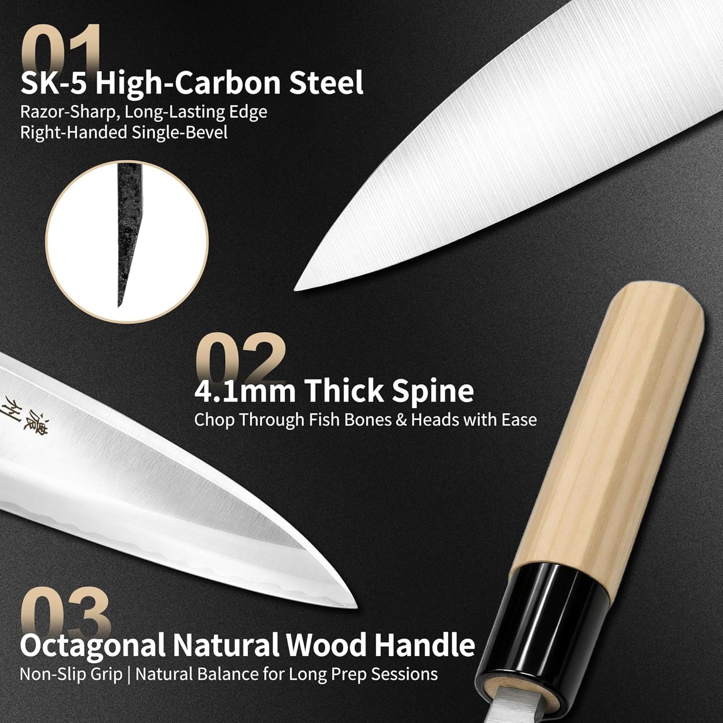 6.7 Inch Santoku Knife, Made in Japan, High Carbon Molybdenum Stainless Steel Japanese Chef Knife with Sakura Handle, Kitchen Knife for Slicing Meat, Vegetable & Fruit