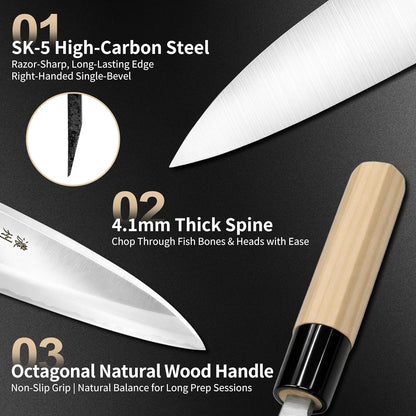 6.7 Inch Santoku Knife, Made in Japan, High Carbon Molybdenum Stainless Steel Japanese Chef Knife with Sakura Handle, Kitchen Knife for Slicing Meat, Vegetable & Fruit
