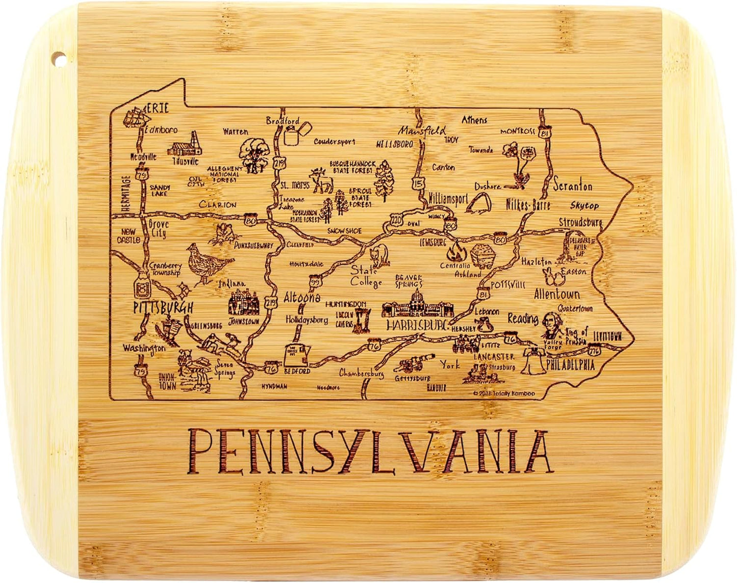Totally Bamboo A Slice of Life New Jersey State Serving and Cutting Board, 11" x 8.75" - Colors B