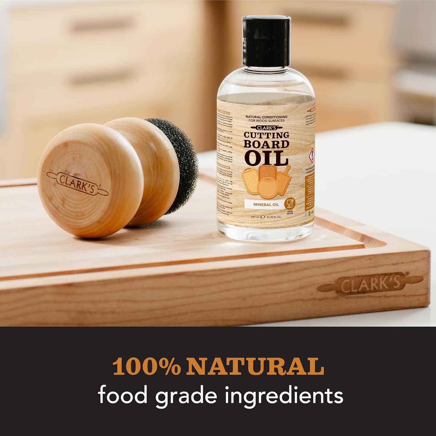 CLARK'S Cutting Board Oil - Coconut Extract Oil for Cutting Board - Made with Fractionated Coconut Oil for Kitchen Countertops, Butcher Blocks, Wooden Bowls and Utensils