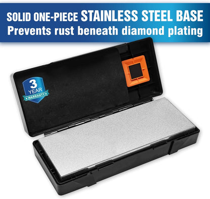 SHARPAL 162N Double-sided Diamond Sharpening Stone Whetstone Knife Sharpener |Coarse 325 / Extra Fine 1200 Grit | Storage Case with NonSlip Base & Angle Guide (8 in. x 3 in.) Fathers Day Gift