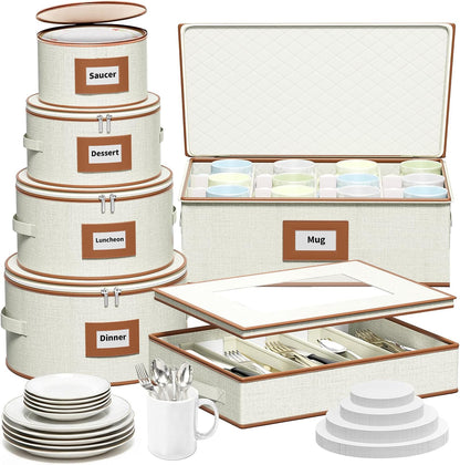 Aokeyee 2-Pack Silverware Storage Box, Sturdy Flatware Organizer with 5 Compartments & Adjustable Dividers, Utensil Case with Clear Lid & Handle for Knives, Forks & Spoons, Gray