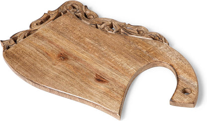 Lightnpro 16 Inch Natural Burnt Wood Chopping Board | Hand Carved Large Cutting Board & Vegetable Tray | Durable Reversible Rustic Kitchen Board | Premium Handcrafted Decorative