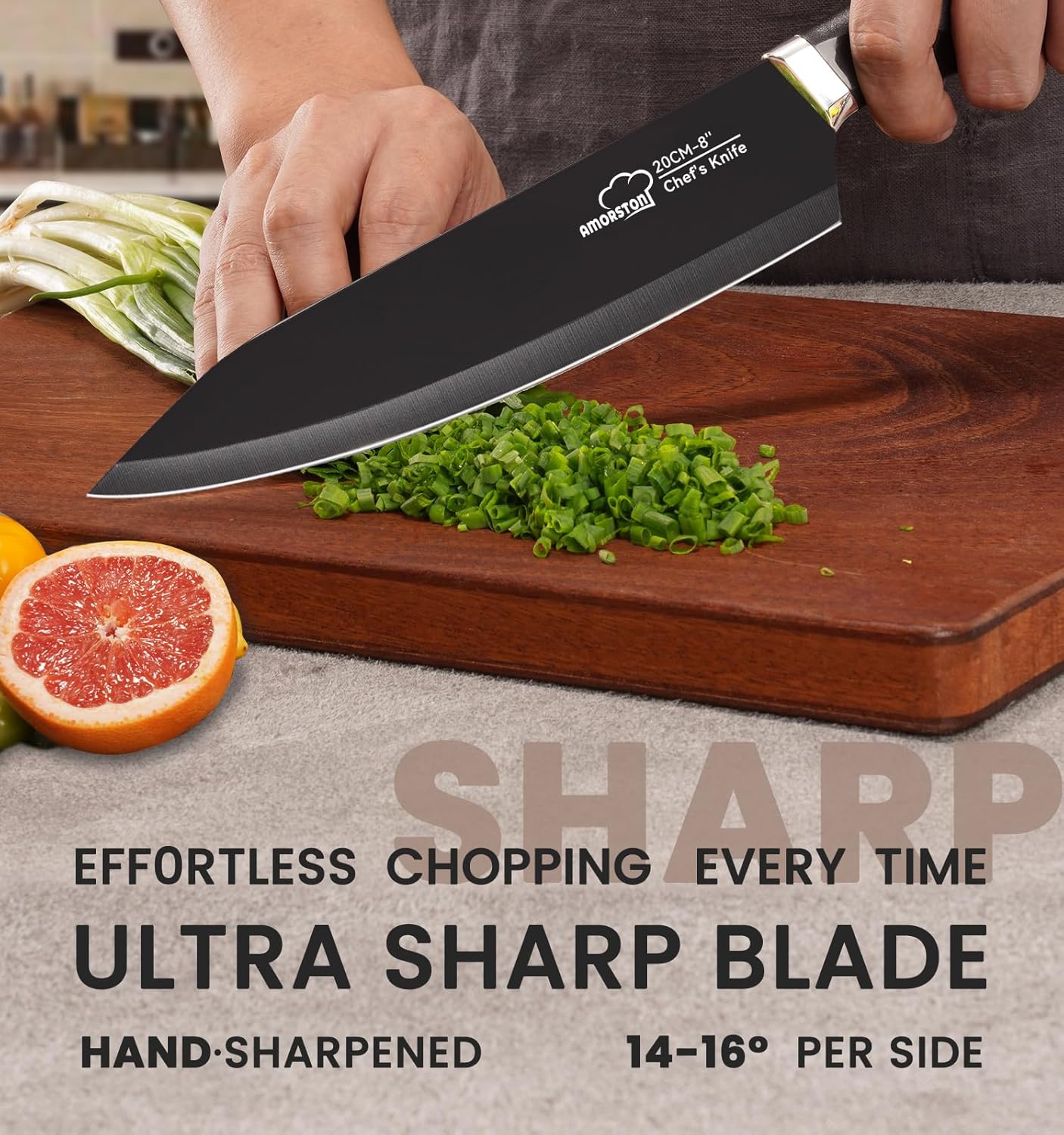 Knife Set, 15 Pieces Kitchen Knife Set with Built in Sharpener, High Carbon German Stainless Steel Knife Block Set, Dishwasher Safe, Mothers Day Gifts